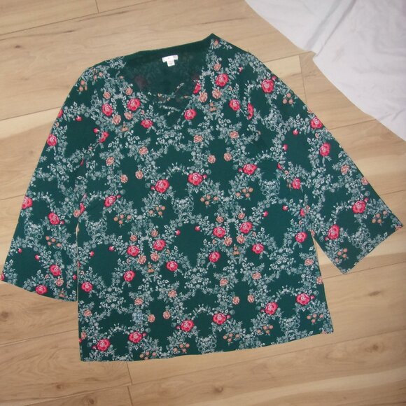 Dress  size xxl womens   floral green  dress party 2x 2 x long sleeve - Picture 2 of 5